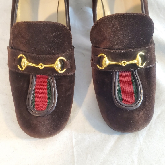 Vintage GUCCI Women’s Size 36 Brown Suede Heel Loafers - Picture 2 of 9